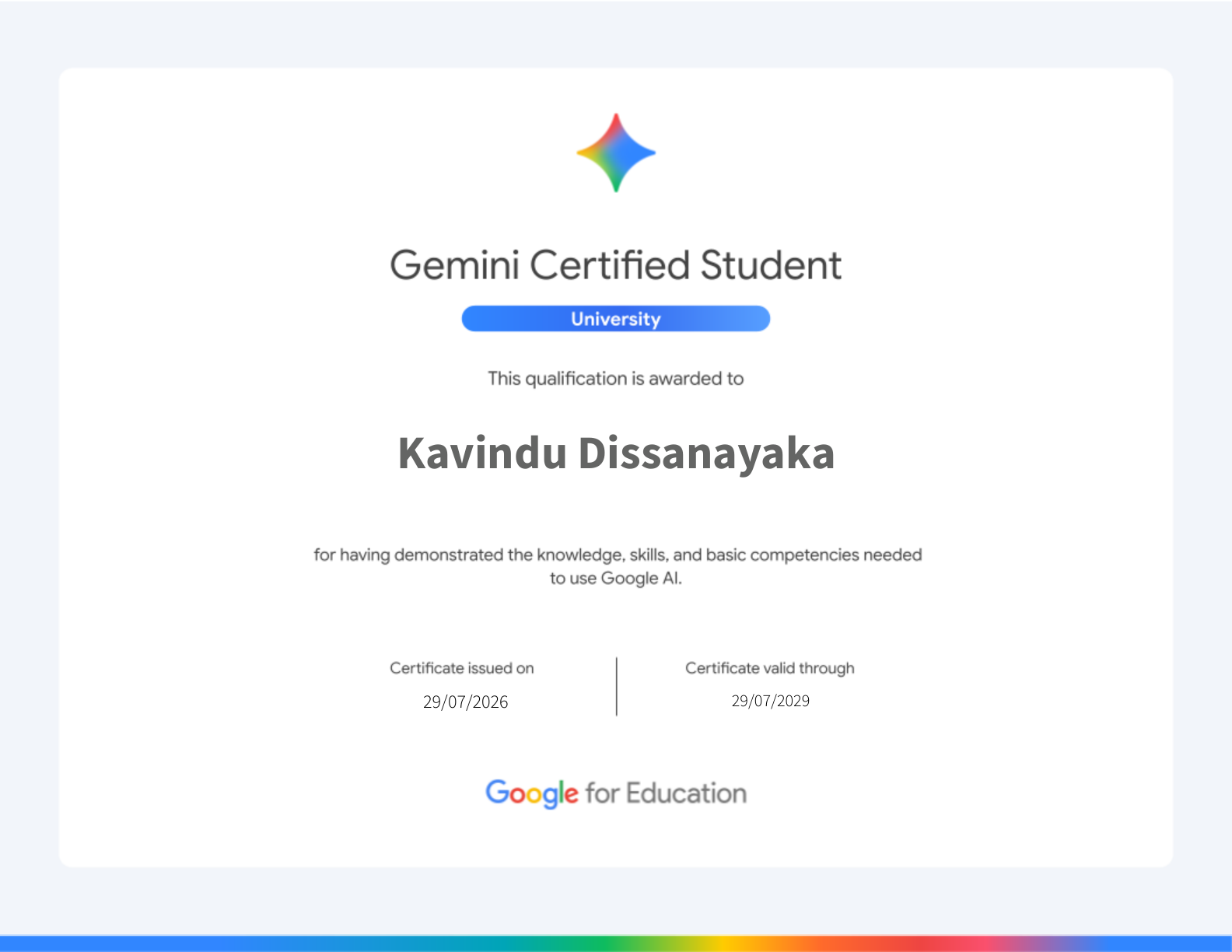 Google Gemini University Certificate